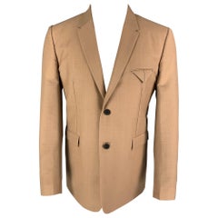BOTTEGA VENETA - Manteau de sport en laine à revers en mohair kaki, taille 40, pré-automne 2019
