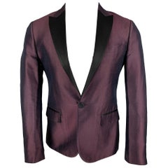 DSQUARED2 - Manteau de sport en soie violette et noire à revers pointillé, taille 38