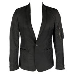 MIU MIU Size 36 Black Solid Shawl Collar Sport Coat