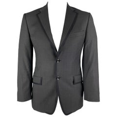 VERSACE COLLECTION Size 40 Charcoal Black Woven Wool Sport Coat