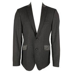 ETRO Size 38 Charcoal Mixed Fabrics Wool Blend Notch Lapel Sport Coat