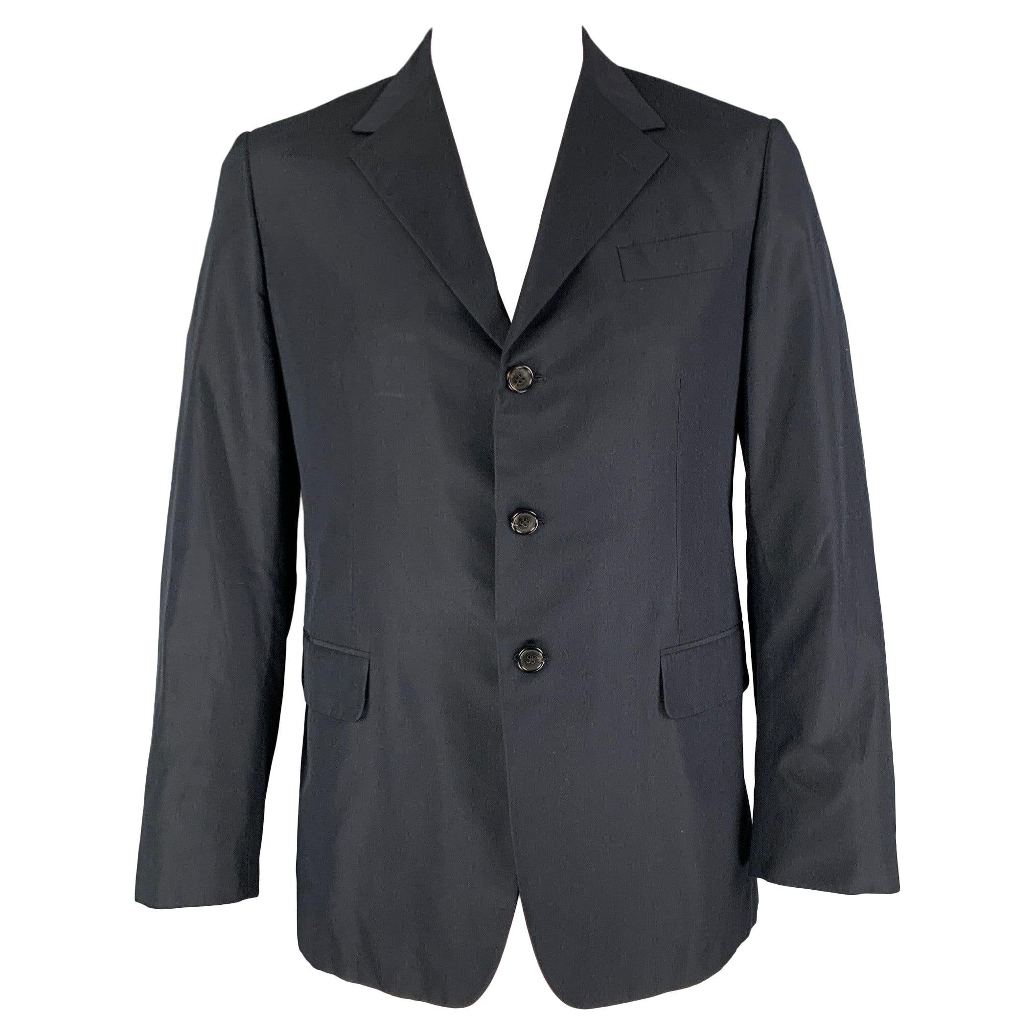 PRADA Size 42 Regular Black Silk Single Breasted Sport Coat For Sale