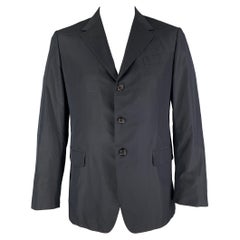 PRADA Size 42 Regular Black Silk Single Breasted Sport Coat