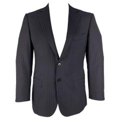 ERMENEGILDO ZEGNA - Manteau de sport en laine et soie à rayures noires et violettes, taille 42 C