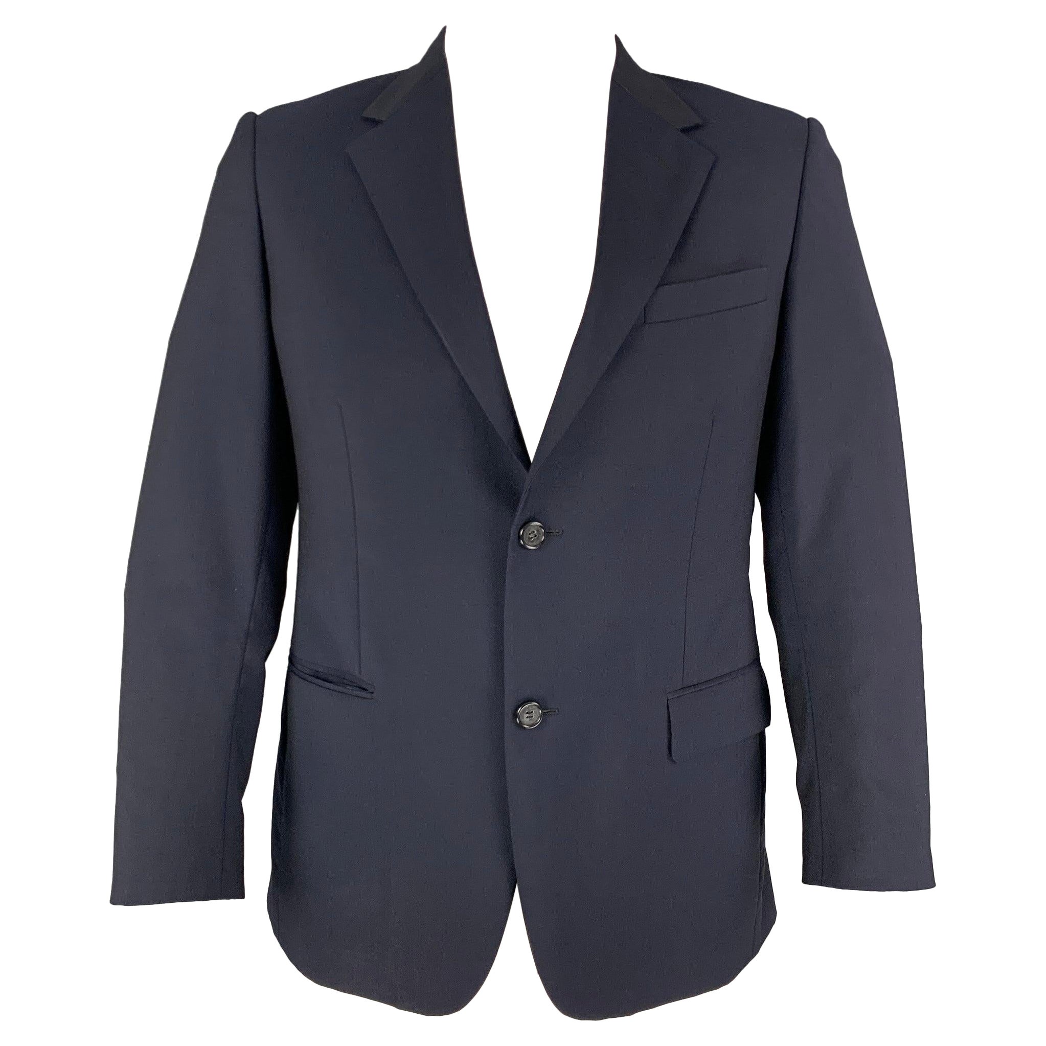 PRADA Size 42 Navy Wool Mohair Single Breasted Sport Coat For Sale