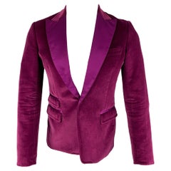 DSQUARED2 - Manteau de sport à revers en velours de coton magenta avec revers en pointe, taille 36