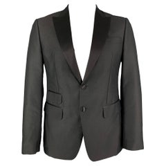 DSQUARED2 Size 42 Black Nailhead Mohair Blend Peak Lapel Sport Coat