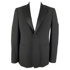 GIORGIO ARMANI Taille 42 Manteau de sport noir métallisé à revers en pointe