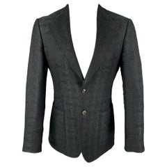 GUCCI by TOM FORD Size 36 Black Jacquard Cotton Silk Notch Lapel Sport Coat