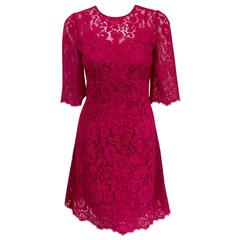 NWT Dolce & Gabbana Raspberry Lace Dress With Full Satin and Lace Slip 8