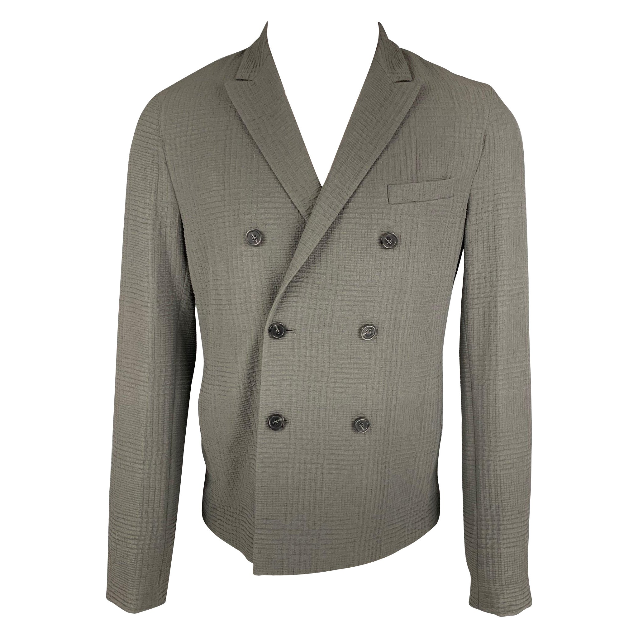 EMPORIO ARMANI - Manteau de sport texturé ardoise, taille 40 en vente
