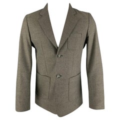 A.P.C. Size M Grey Cream Cotton Wool Notch Lapel Sport Coat (manteau de sport à revers)