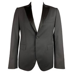 JOHN RICHMOND Size 42 Black Beaded Wool Peak Lapel Sport Coat