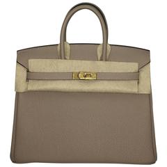 Brand New Hermes Birkin 25 Gris Tourterelle Togo GHW