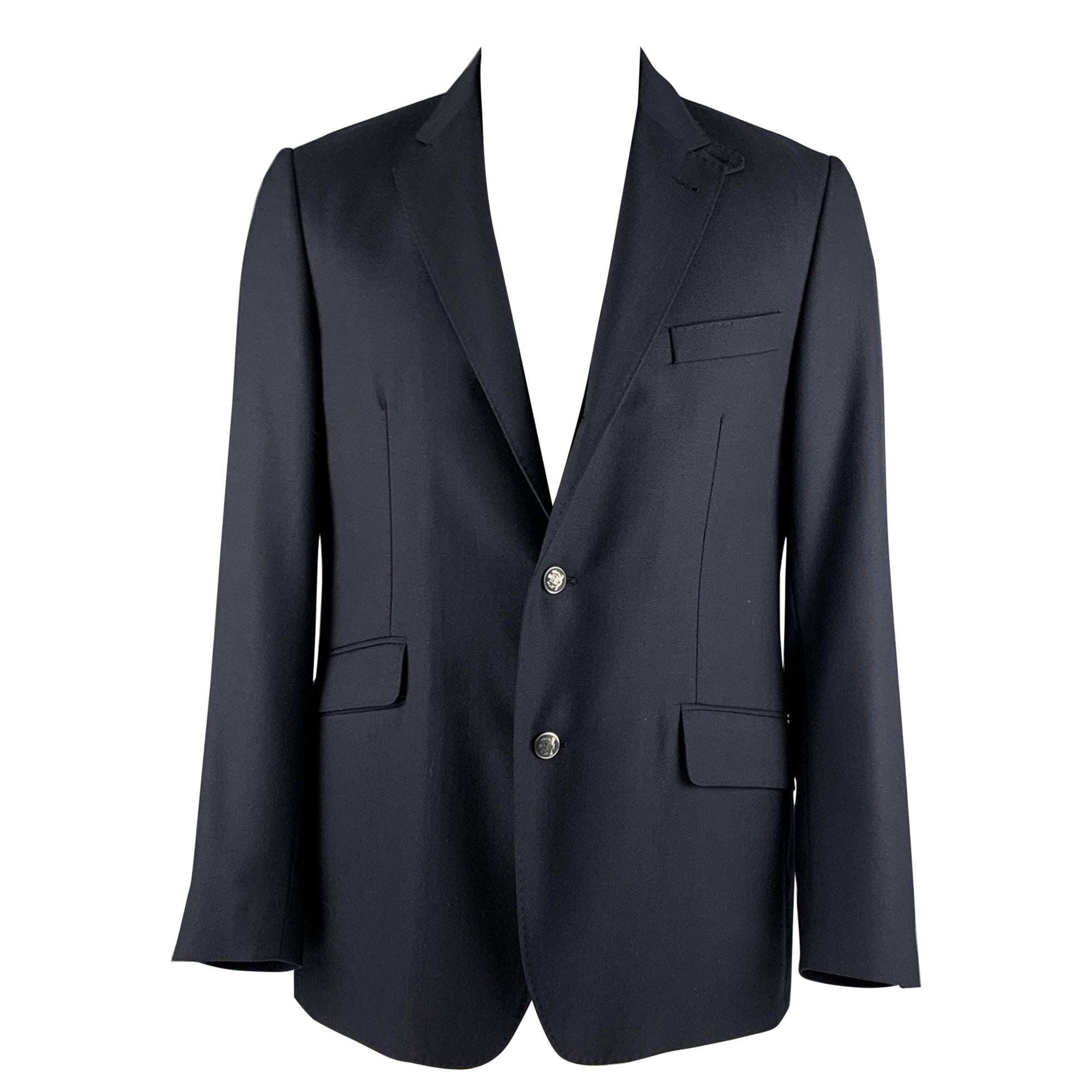 CORNELIANI Size 42 Navy Virgin Wool Single Breasted Jacket For Sale