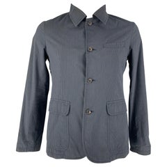 TS (S) Size L Navy Tan Pinstripe Cotton Silk Jacket