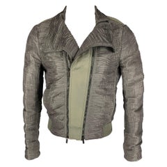 EMPORIO ARMANI Asymmetrische asymmetrische Jacke aus gerafftem Polyester, Größe 38