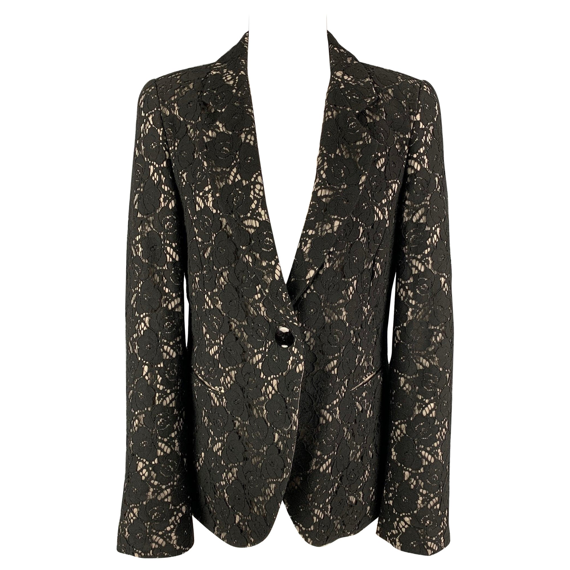 EMPORIO ARMANI Size 8 Black Light Grey Cotton Polyamide Jacket For Sale
