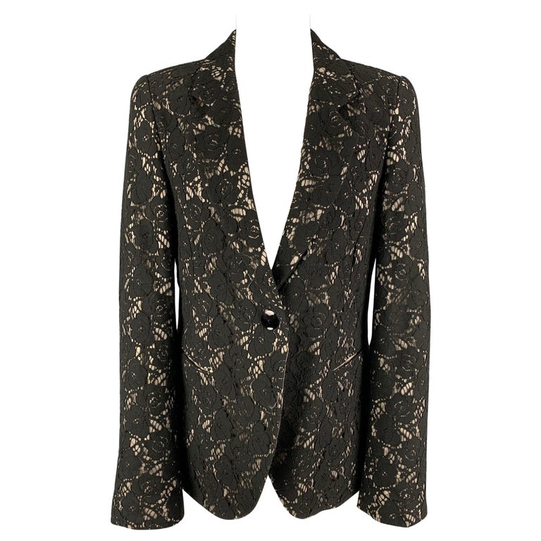 EMPORIO ARMANI Size 8 Black Light Grey Cotton Polyamide Jacket For 