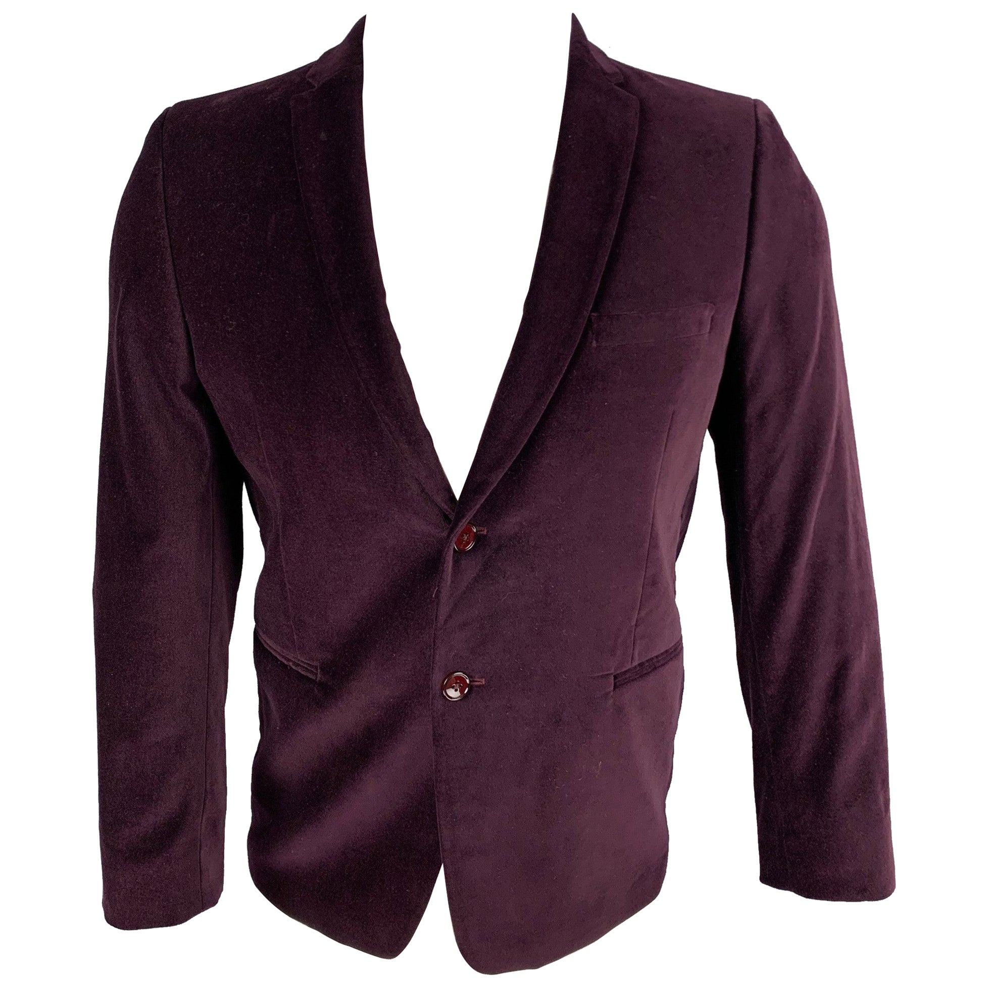 MICHAEL KORS Size 36 Purple Velvet Cotton Sport Coat For Sale