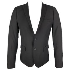 THE KOOPLES - Manteau de sport en laine noir à revers en pointe, taille 36