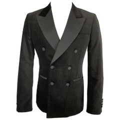 ALEXANDER MCQUEEN Size 38 Black Velvet Cotton Blend Sport Coat