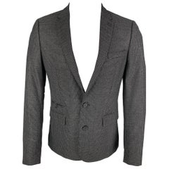 THE KOOPLES Size 36 Charcoal Grey Grid Wool Notch Lapel Sport Coat