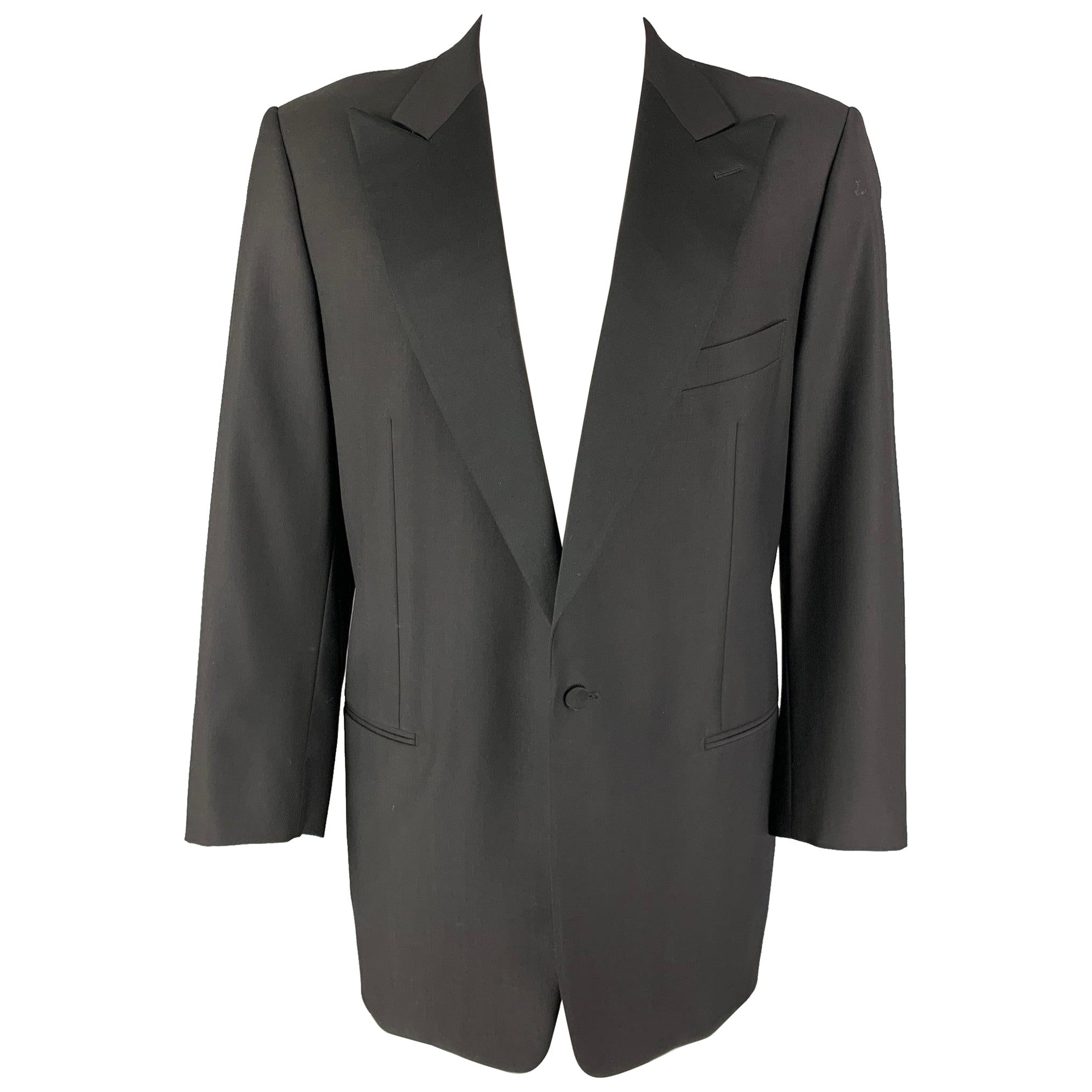 ERMENEGILDO ZEGNA Size 48 Short Black Wool Tuxedo Sport Coat For Sale