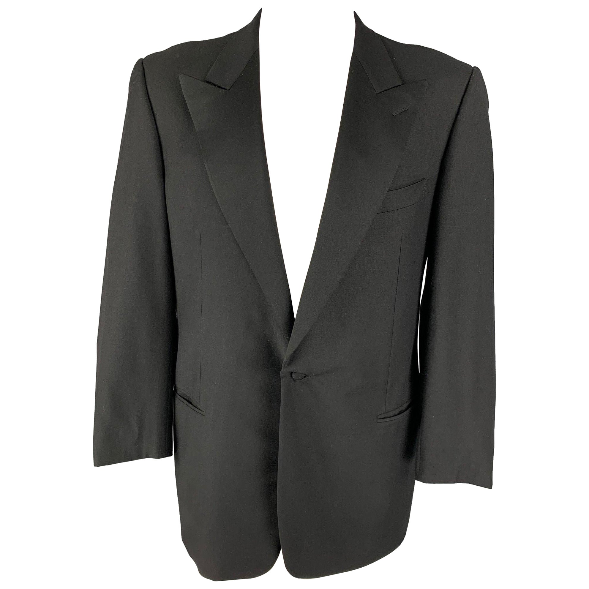 ERMENEGILDO ZEGNA Size 46 Black Wool Tuxedo Sport Coat For Sale