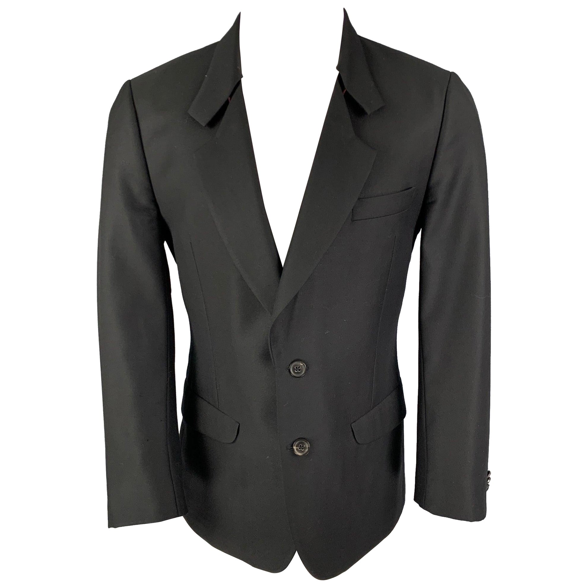 PAUL SMITH Size 40 Black Wool Silk Notch Lapel Sport Coat For Sale