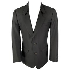 PAUL SMITH Size 40 Black Wool Silk Notch Lapel Sport Coat