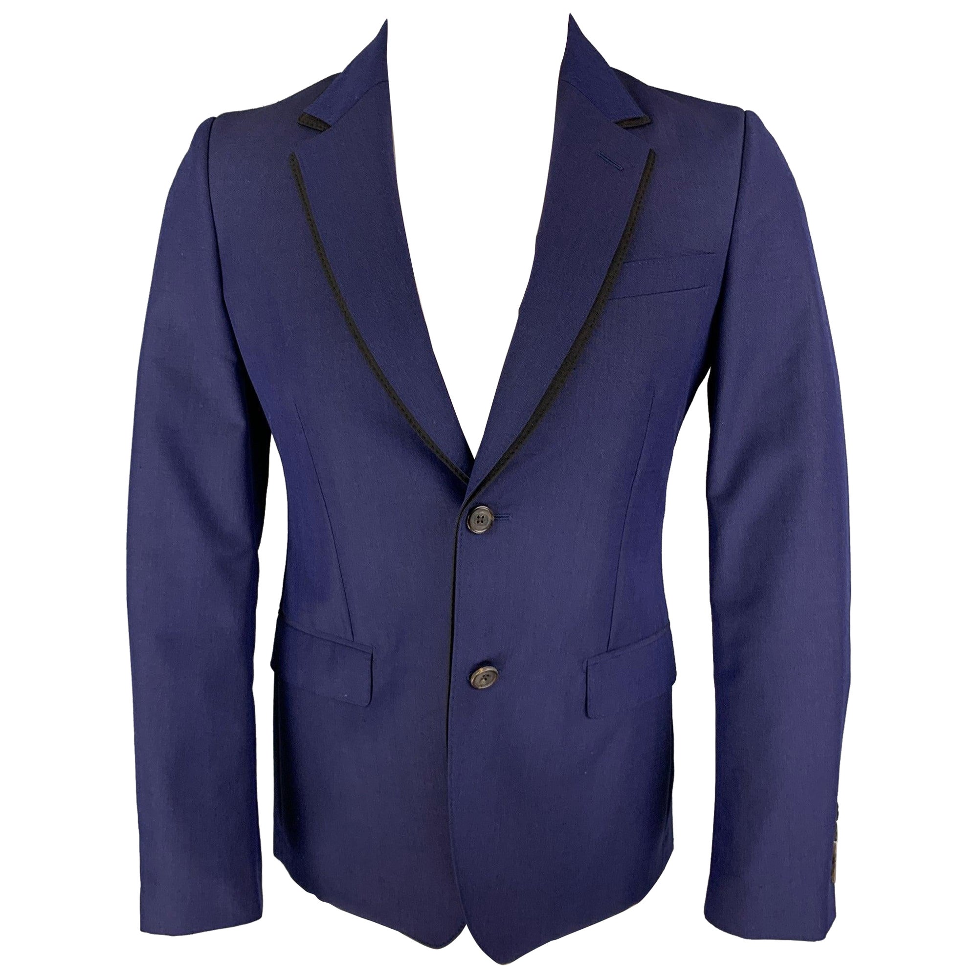 ALEXANDER MCQUEEN Size 34 Purple Black Wool Mohair Sport Coat For Sale