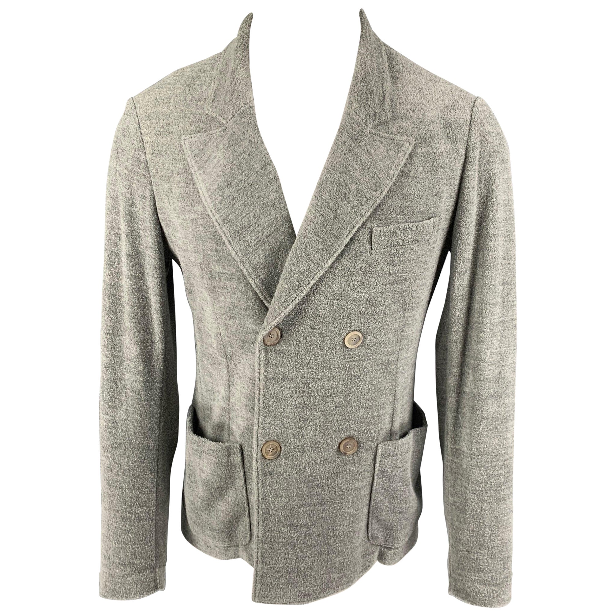 GIORGIO ARMANI Chest Size 42 Gray Cotton Blend Double Breasted Sport Coat For Sale