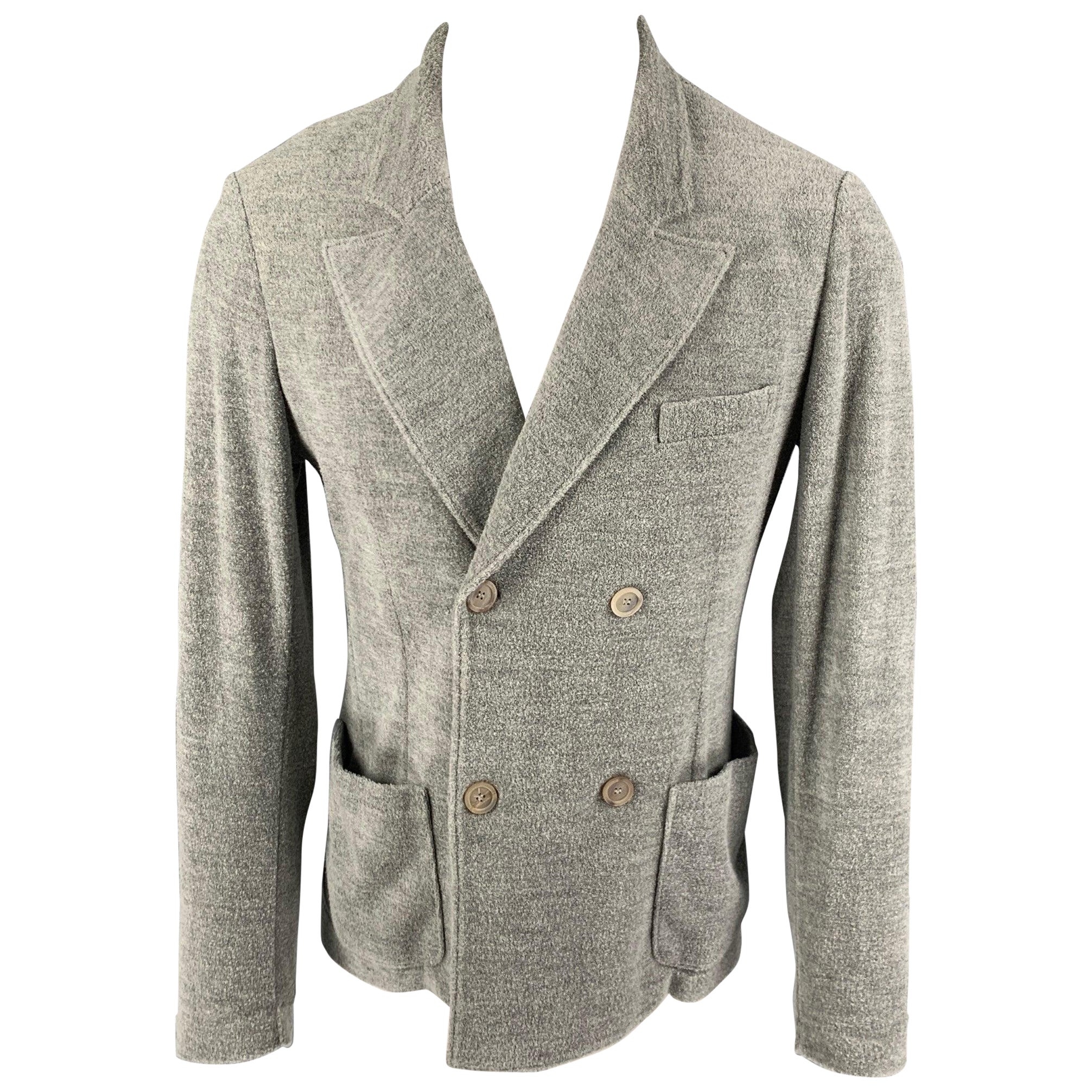 GIORGIO ARMANI Pecho Talla 42 Gris Algodón Doble Pechera Abrigo Deportivo