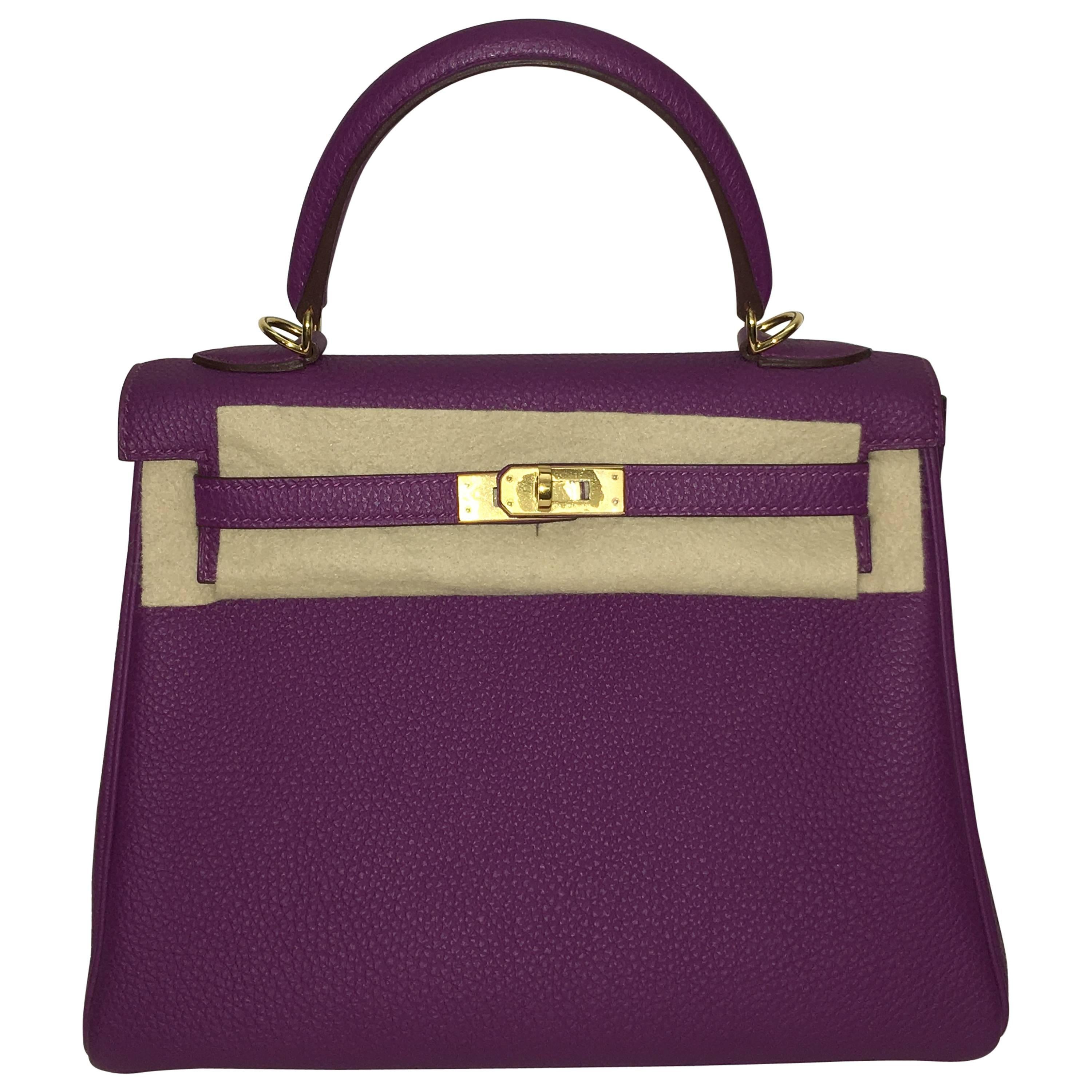 Brand New Hermes Kelly 25 Anemone Togo GHW For Sale