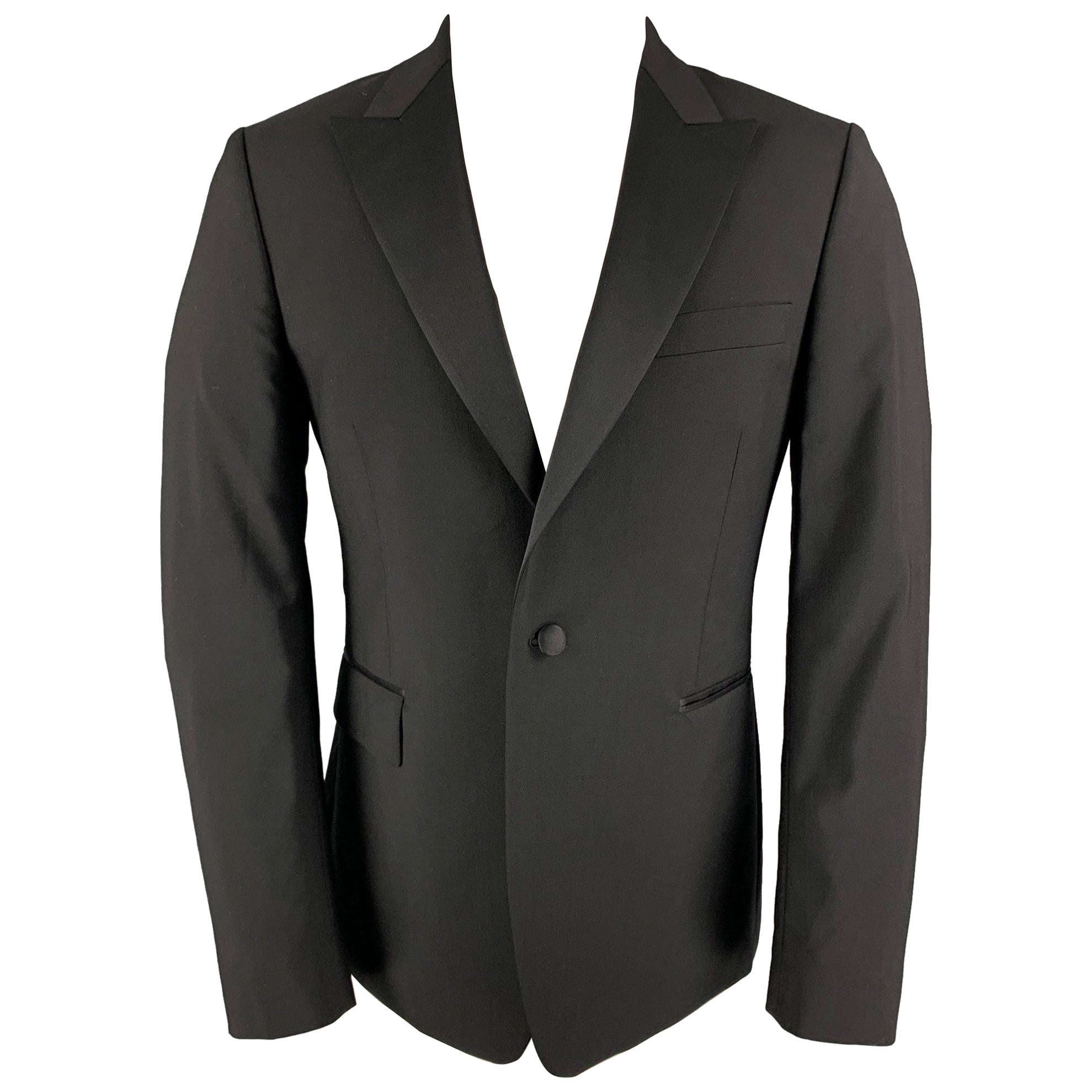 PAUL SMITH Size 40 Black Wool Mohair Tuxedo Sport Coat For Sale
