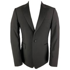PAUL SMITH Size 40 Black Wool Mohair Tuxedo Sport Coat