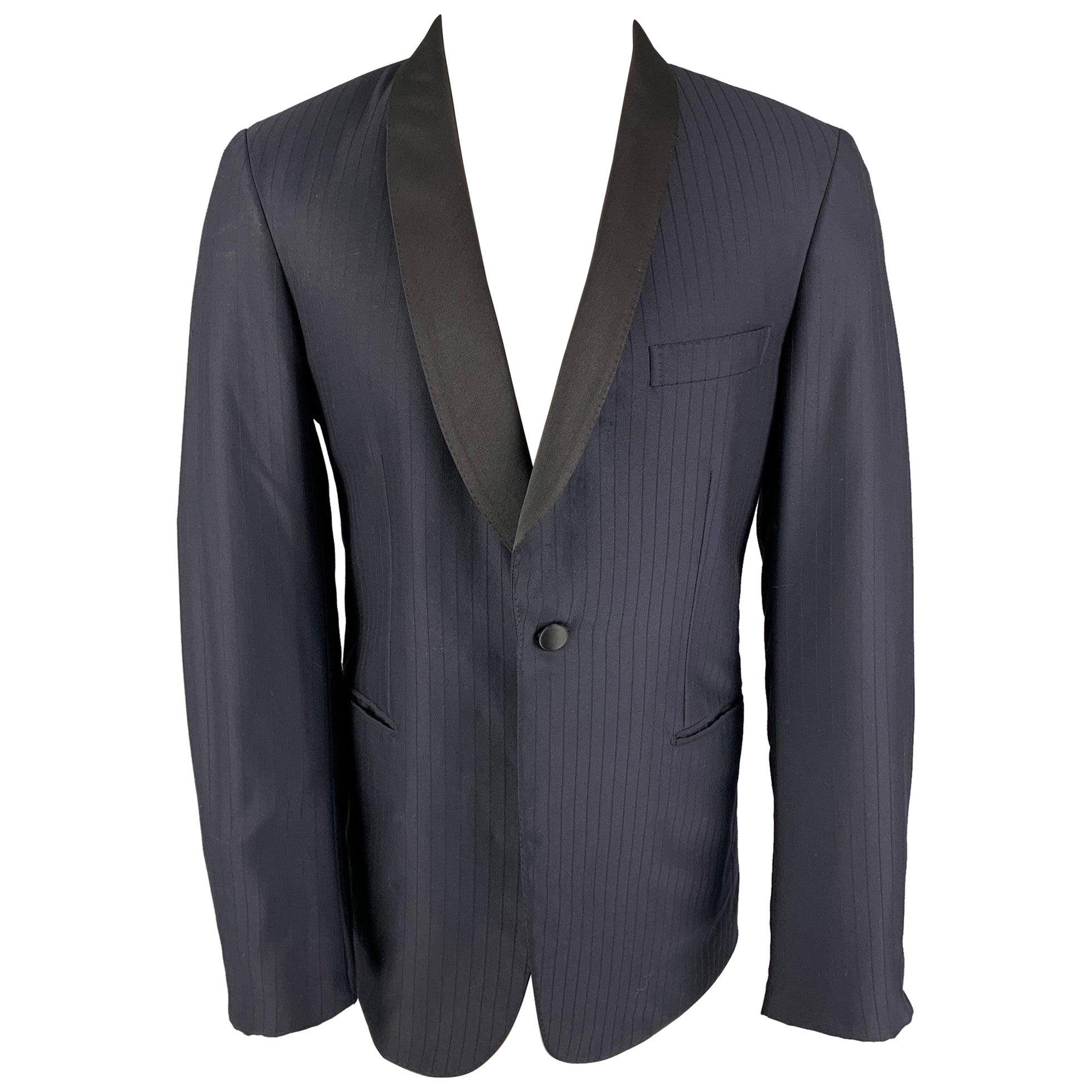 BRIONI Size 40 Navy Stripe Wool Tuxedo Sport Coat For Sale
