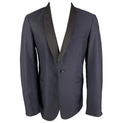 BRIONI Size 40 Navy Stripe Wool Tuxedo Sport Coat