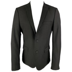 THE KOOPLES - Manteau de sport en laine noir à revers en pointe, taille 40