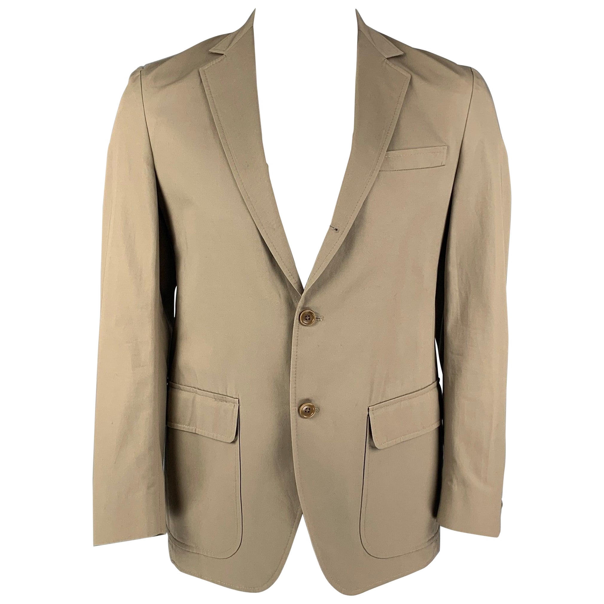 GITMAN BROS for UNIONMADE Size 40 Khaki Cotton Notch Lapel Sport Coat For Sale