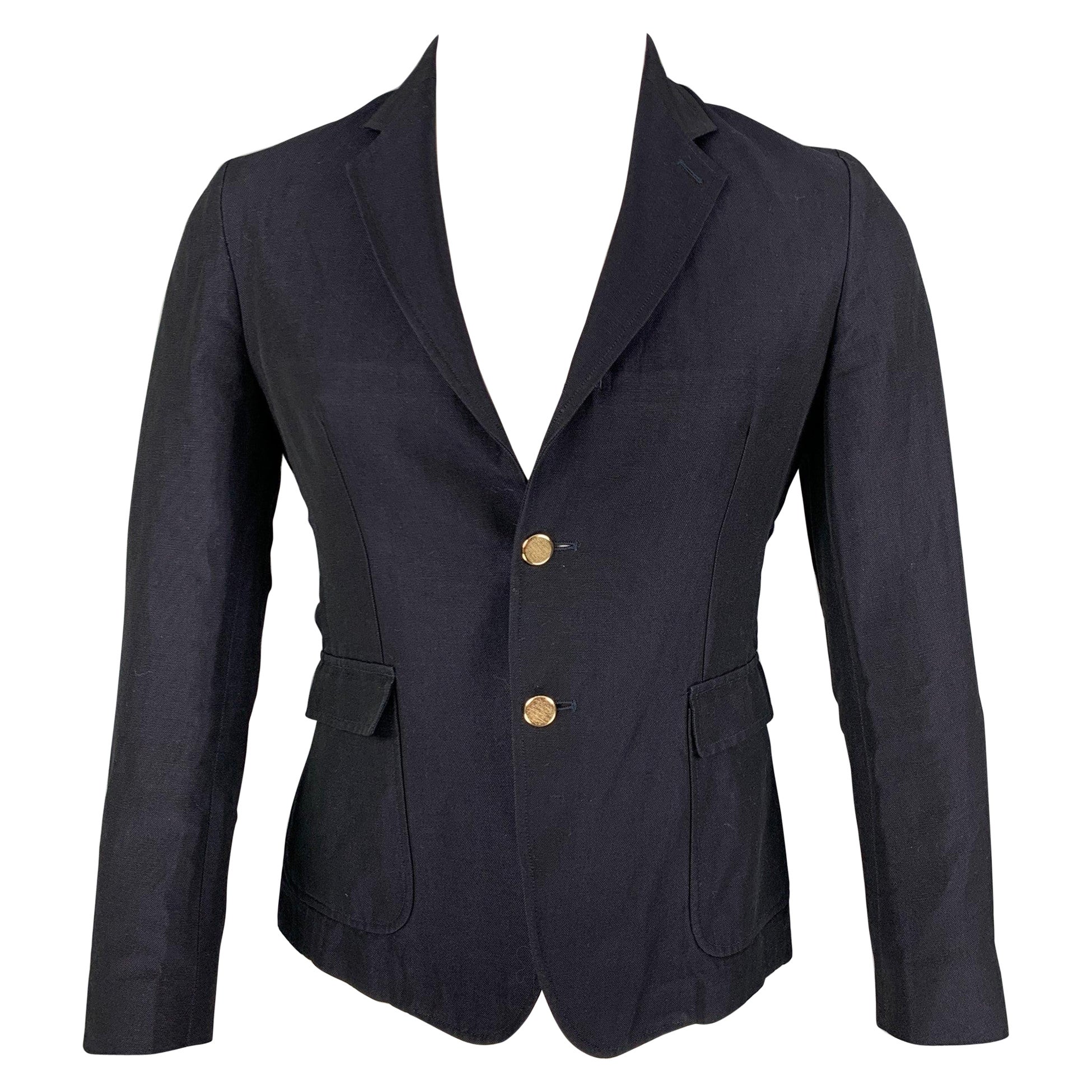 BAND OF OUTSIDERS Size 38 Navy Linen Cotton Sport Coat For Sale