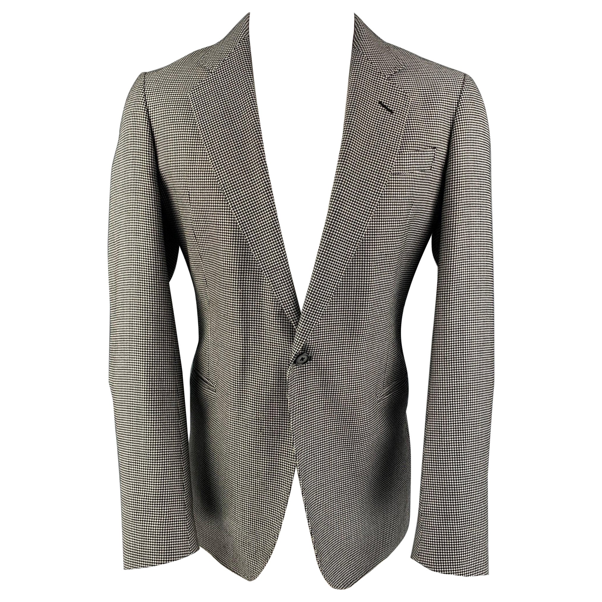 ARMANI COLLEZIONI Size 40 Black White Houndstooth Sport Coat For Sale