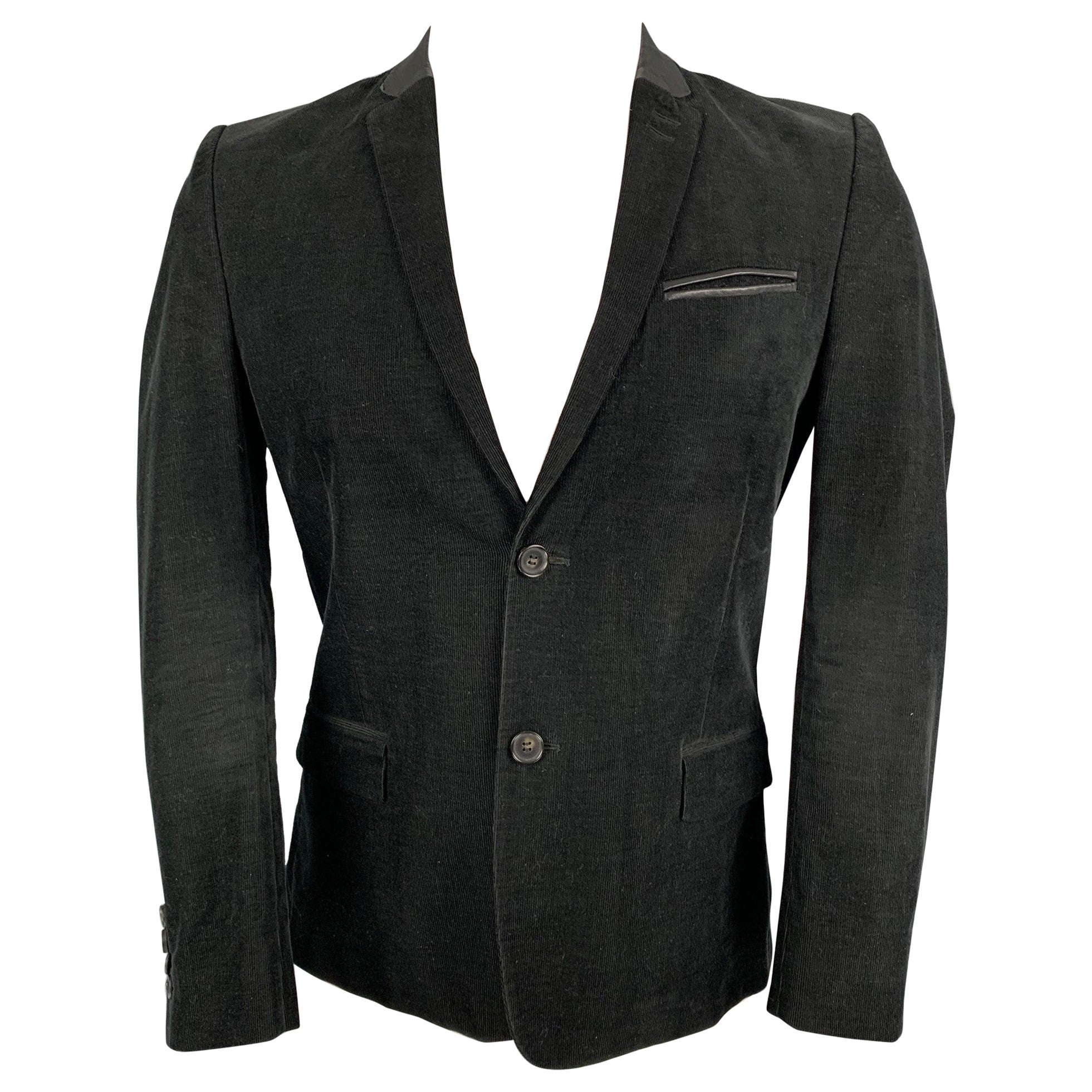THE KOOPLES Size 36 Black Corduroy Cotton Sport Coat For Sale