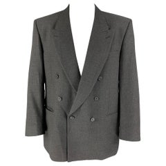 Vintage YVES SAINT LAURENT Size 46 Regular Dark Gray Textured Wool Sport Coat