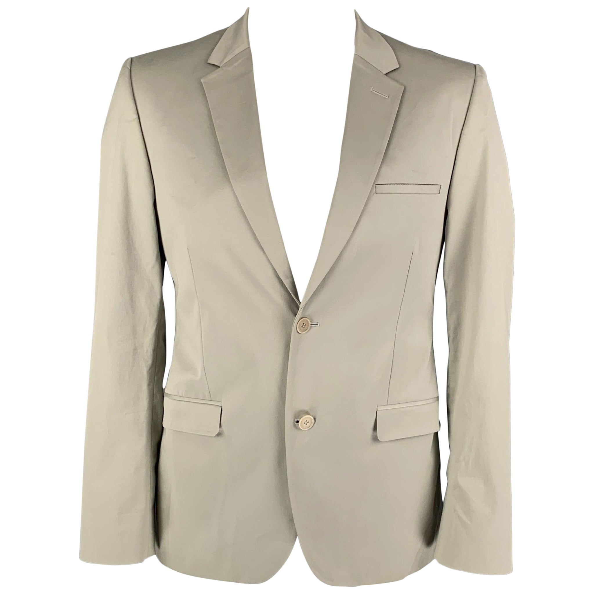 CALVIN KLEIN COLLECTION Size 40 Khaki Cotton Sport Coat For Sale