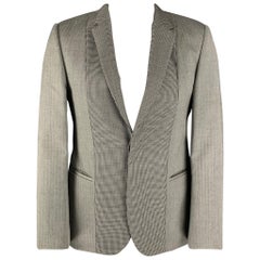CALVIN KLEIN COLLECTION Size 40 Grey Black White Wool Sport Coat