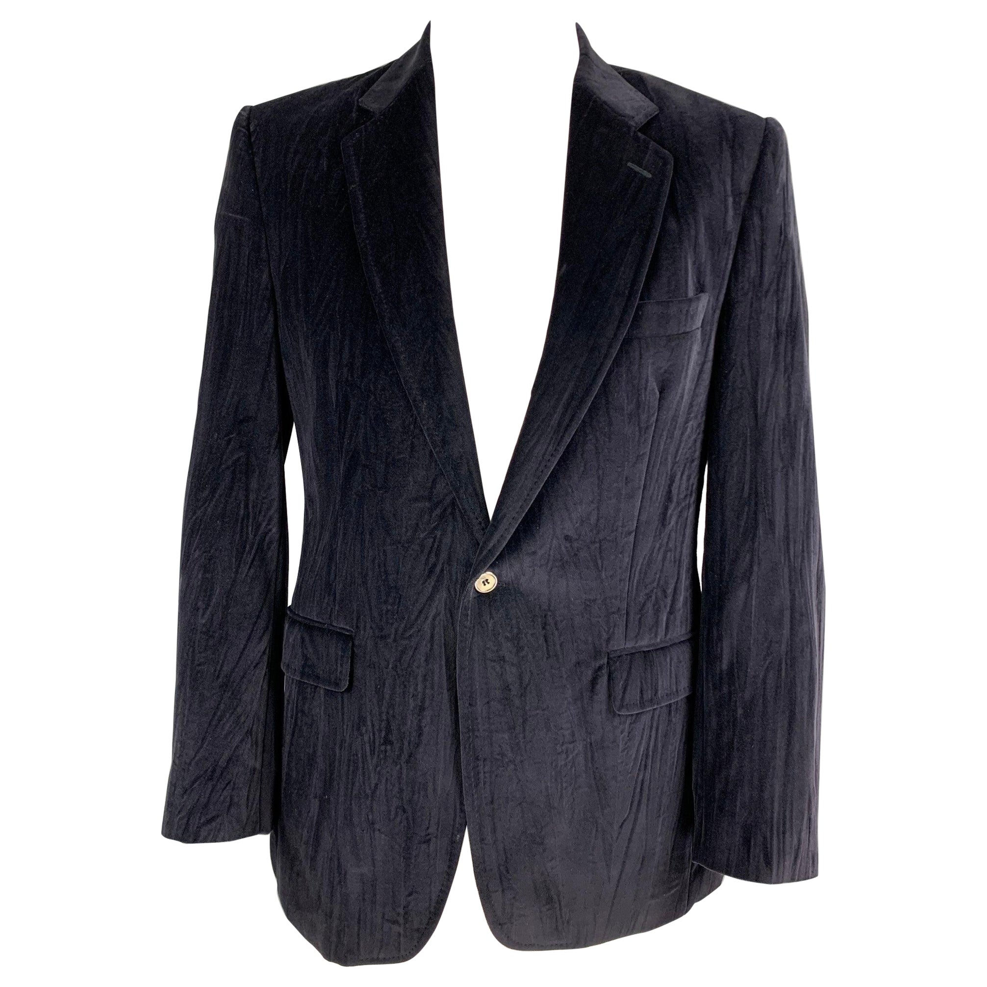 DOLCE & GABBANA Size 42 Dark Purple Cotton Single Button Sport Coat For Sale
