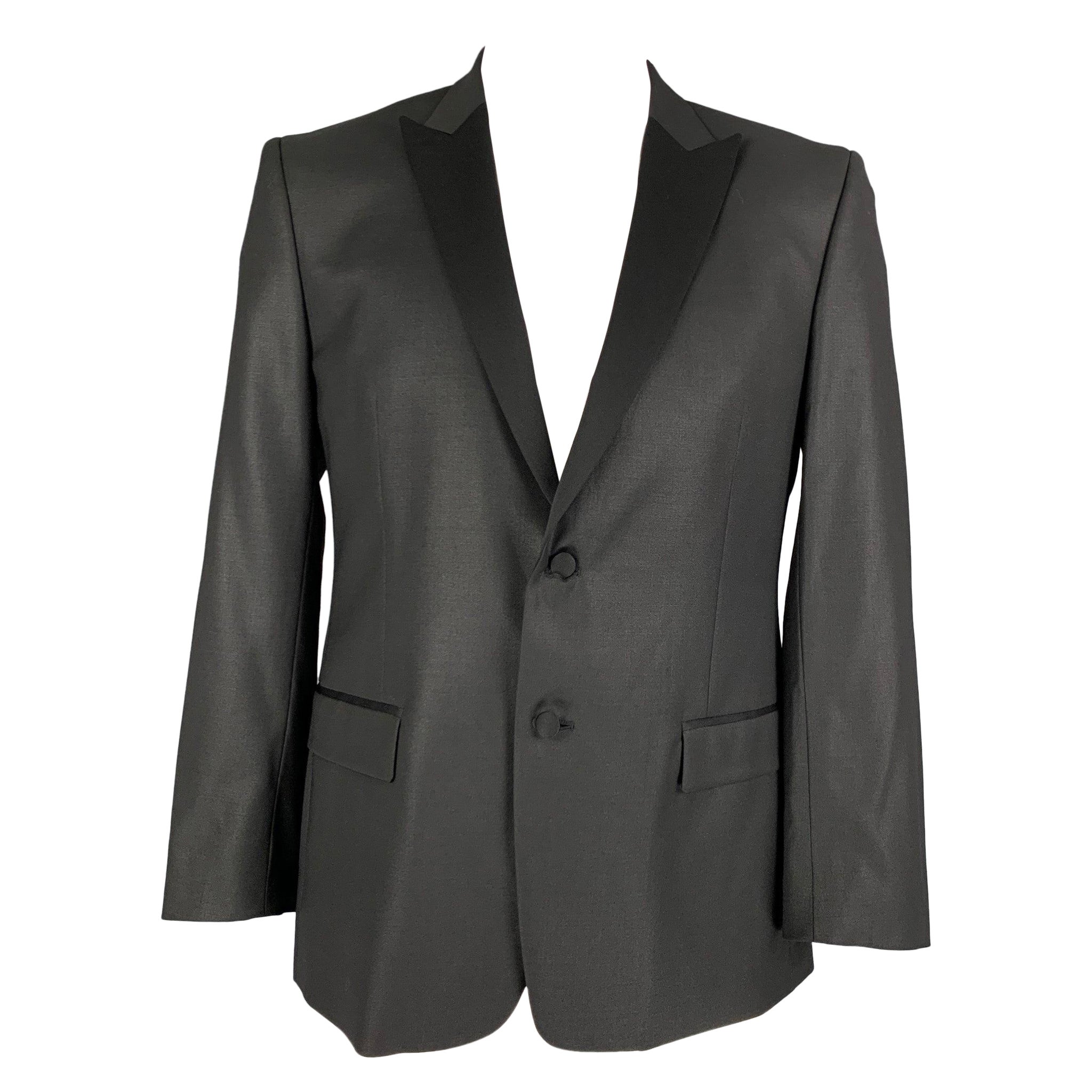 VERSACE COLLECTION Size 42 Black Polyester Blend Tuxedo Sport Coat For Sale