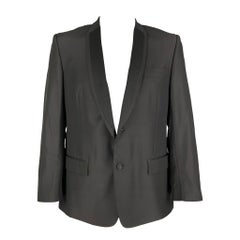 VERSACE COLLECTION Size 42 Black Viscose Wool Tuxedo Sport Coat